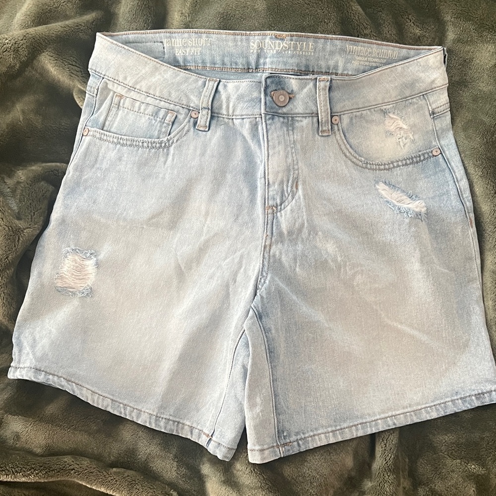 Sound Style Light Blue Distressed Jean Shorts